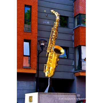 Art déco riproduzioni métal artisanat bronze saxophone sculpture pour jardin